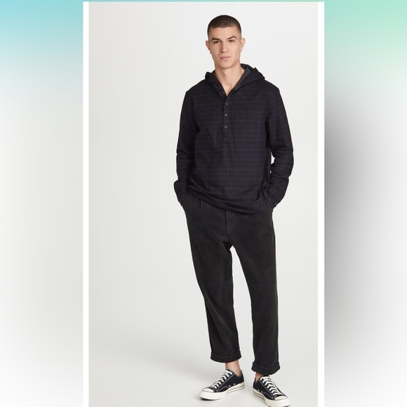 Vince Highway Plaid Hooded Popover Shirt - Size L - Picture 2 of 10